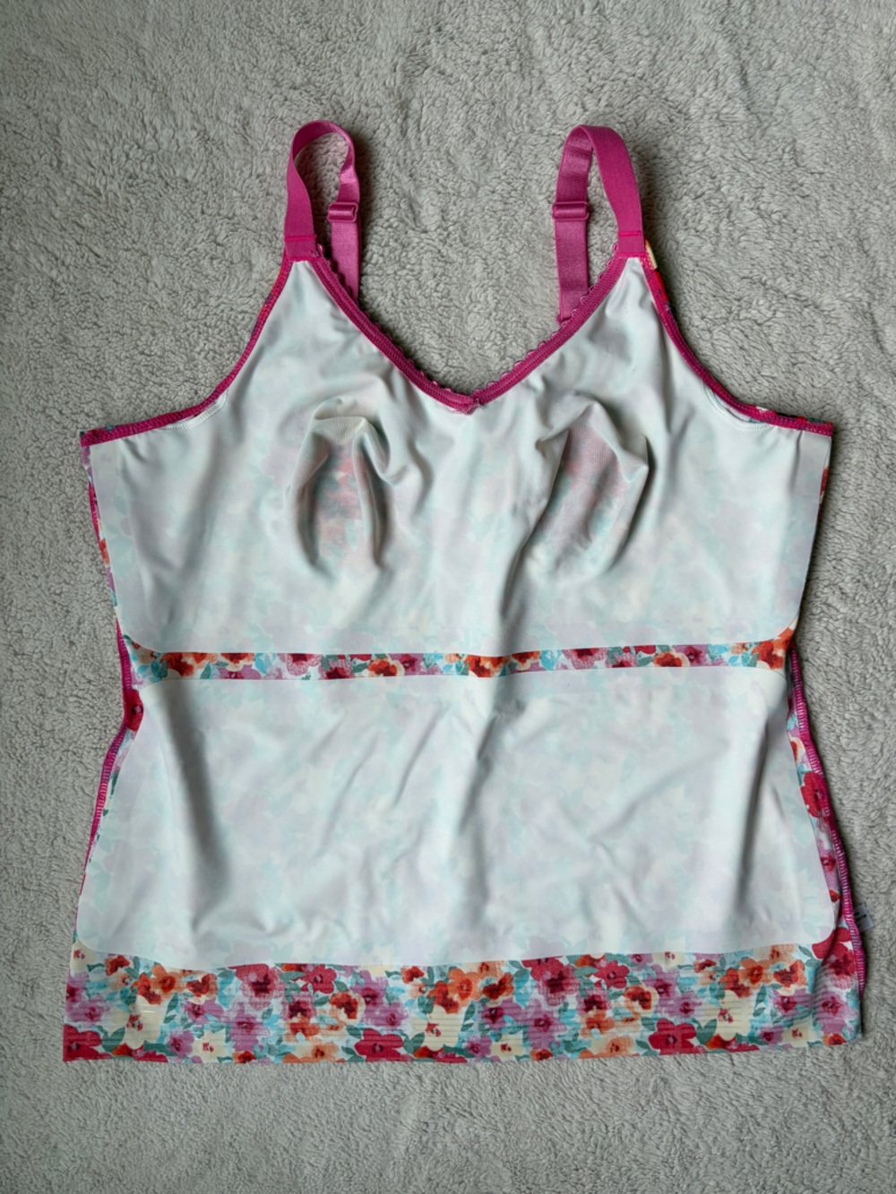 Ruby Ribbon Floral V-Neck Cami Shapewear Tank Top in Pink Multi Floral Size 40 - Picture 5 of 7